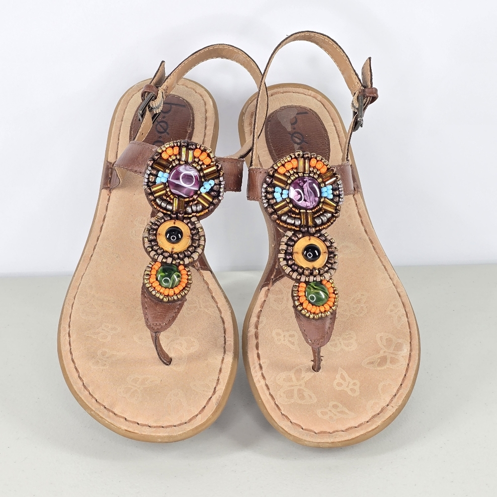 b.ø.c Beaded Slingback Sandals Embellished Boho Artisan Size 7 - Picture 2 of 11